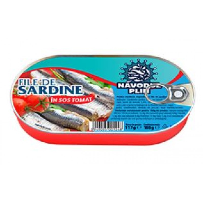 NAVODUL PLIN  File de sardine in sos tomat 180g EO *26