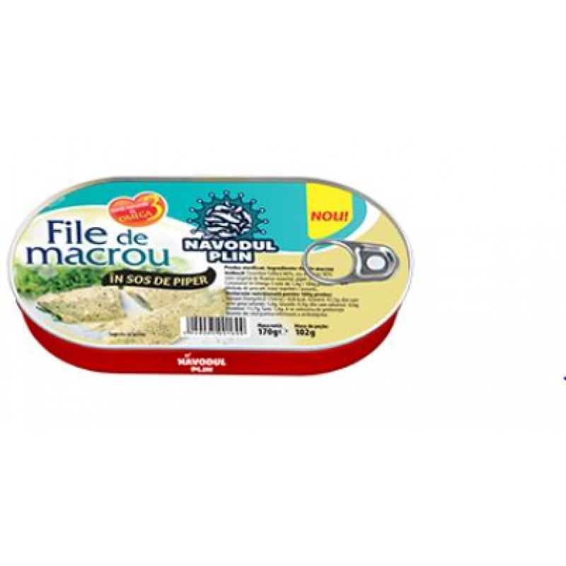 NAVODUL PLIN File de macrou în sos de piper 170g EO *26