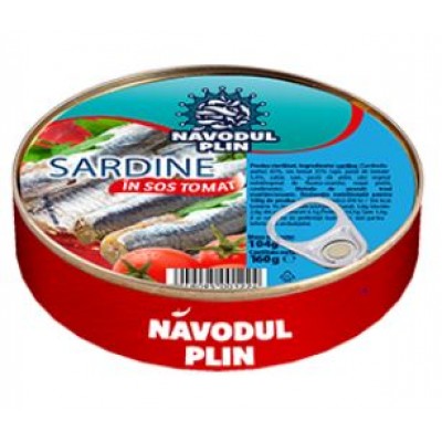 NAVODUL PLIN  Sardine in sos tomat 160g EO *30