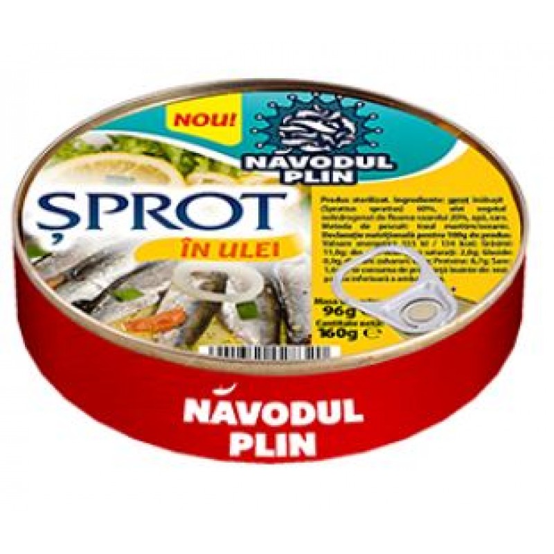 NAVODUL PLIN Sprot in ulei de floarea soarelui 160g EO *30