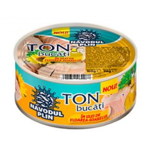 NAVODUL PLIN Ton bucati in ulei de floarea soarelui 160g EO *36