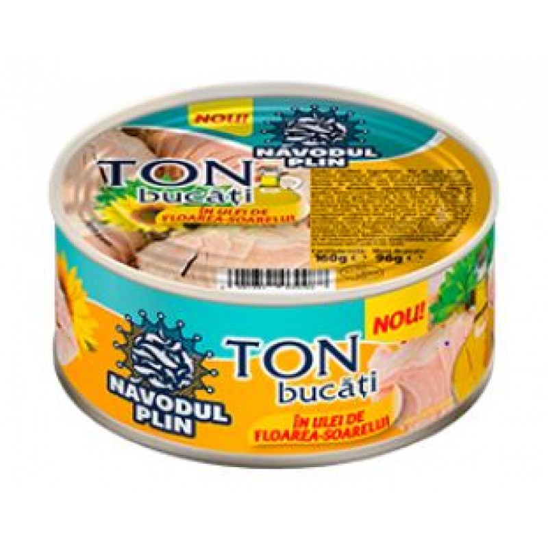NAVODUL PLIN Ton bucati in ulei de floarea soarelui 160g EO *36