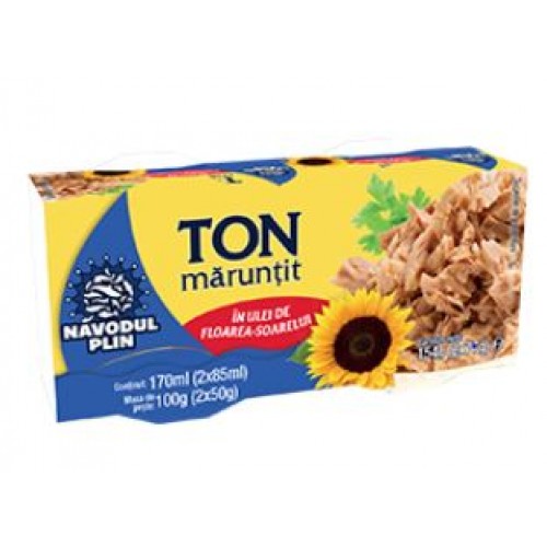 NAVODUL PLIN Ton bucati in ulei de floarea soarelui 160g (2*80g) EO - pack 2 bucati *48