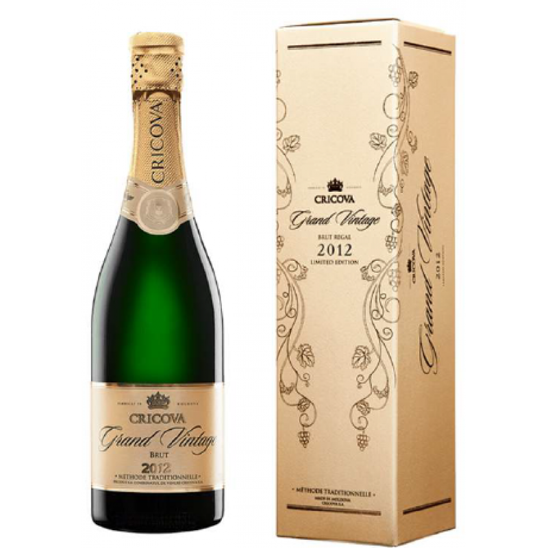 Cricova Spumant Clasic Grand Vintage 2012 Brut Alb + Cutie 0.75L *1