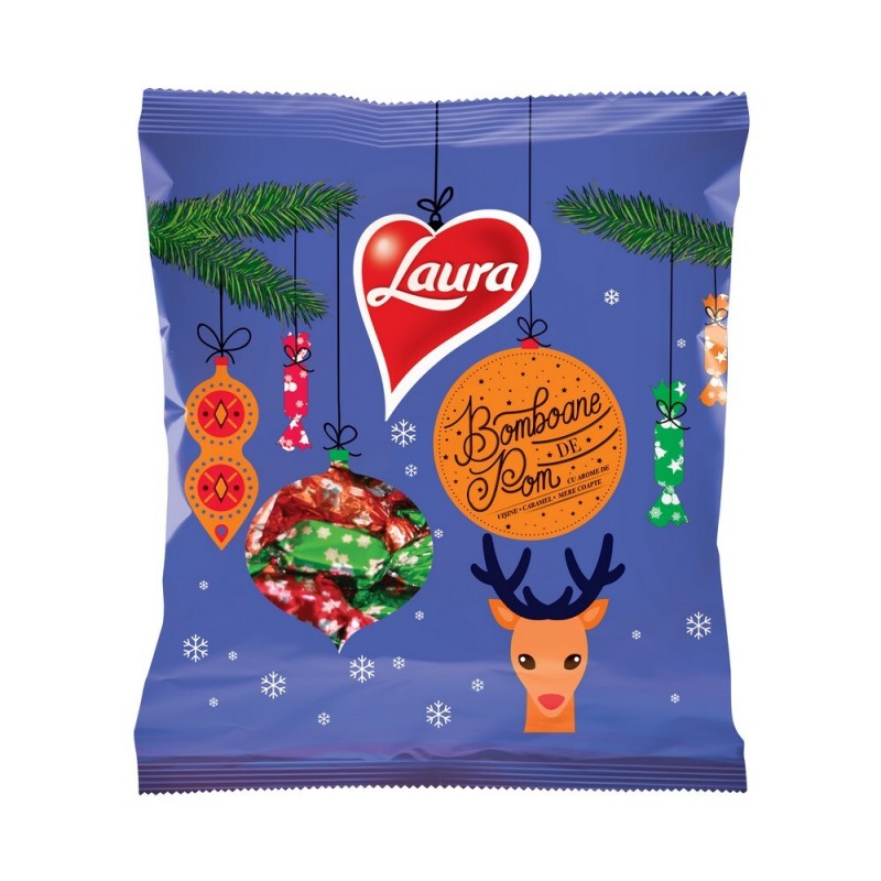 Laura Bomboane Pom Visine, Caramel, Mere 184g *36