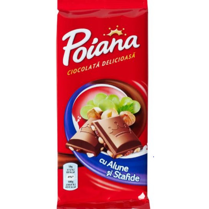 Poiana Ciocolata Alune & Stafide 90g *22