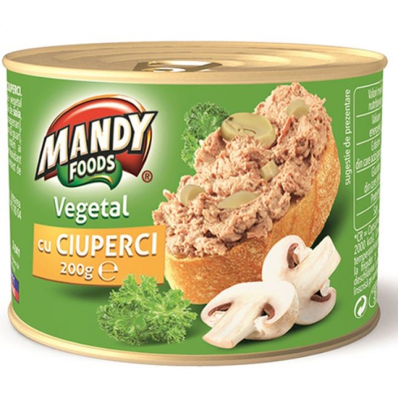 Mandy Pate vegetal Ciuperci 200g *6